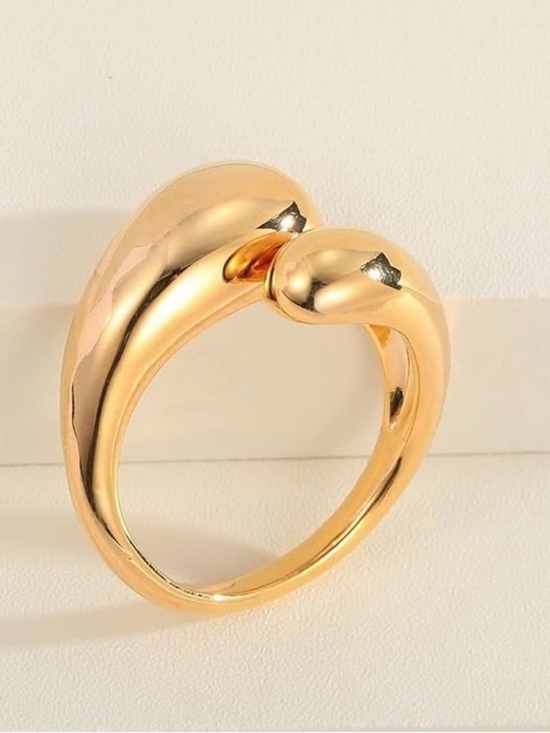 Jewelry - Adjustable Dome Teardrop Ring 18K Gold Plated
